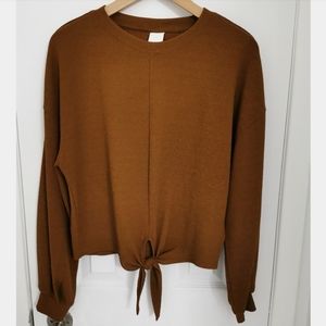 H&M Long sleeve front tie shirt